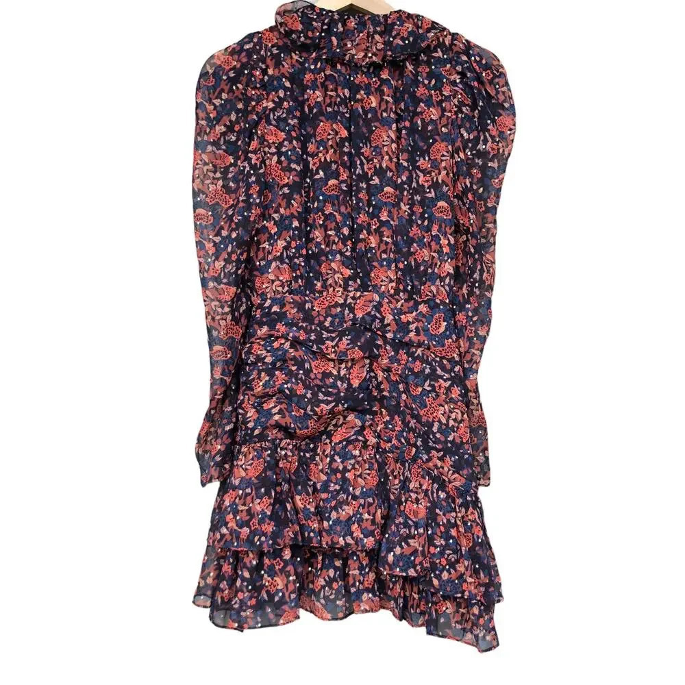 Ulla Johnson Cecily Mini Dress in Cosmos Floral Print Ruffles Puff Sleeve Size 4 - Picture 7 of 11